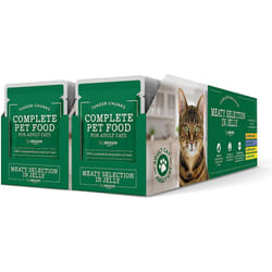 by Amazon Complete Food for Adult Cats, Meat Selection in Jelly, 4.8 kg (48 Packs of 100g) (Previously Lifelong)