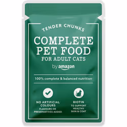 by Amazon Complete Food for Adult Cats, Meat Selection in Jelly, 4.8 kg (48 Packs of 100g) (Previously Lifelong)
