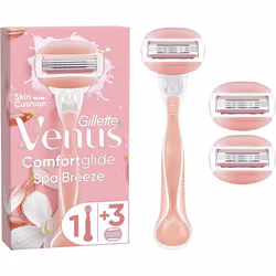Gillette Venus ComfortGlide Spa Breeze Women's Razor 3 Razor Blade Refills 2 Shaving Gel Bars For A Comfortable Shave Packagi ...