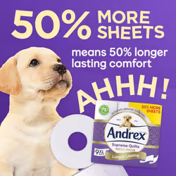Andrex Supreme Quilts Toilet Tissue Mega Rolls 9 Quilted Mega Toilet Rolls