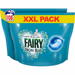 Fairy Non-Bio PODS, Washing Liquid Laundry Detergent Tablets / Capsules, 108 Washes (54 x 2), Huggably Soft for Sensitive Ski ...