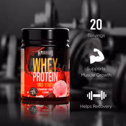 Warrior, Whey - Protein Powder - Packed with 36g of Protein - Low Sugar, and Low Carbs (Strawberry CrÃ¨me, 500g)