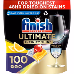 Finish Ultimate Infinity Shine Dishwasher Tablets Bulk, Scent : Lemon, Size : 100 Dishwasher tabs, For Ultimate Clean and Dia ...
