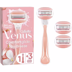 Gillette Venus ComfortGlide Spa Breeze Women's Razor + 3 Razor Blade Refills, 2 Shaving Gel Bars For A Comfortable Shave, Pac ...