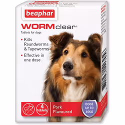 Tablets for Dogs up to 40kg Kills All Common intestinal Worms (Roundworms/Tapeworms) Vet Strength Treatment Pork-flavoured ...