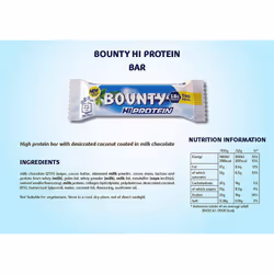 Bounty Hi Protein Bar (12 x 52g), High Protein Energy Snack with Milk Chocolate and Coconut, 18g Protein