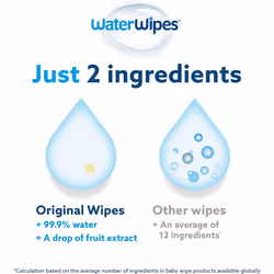 WaterWipes Original Plastic Free Baby Wipes, 360 Count (6 packs), 99.9% Water Based Wet Wipes & Unscented for Sensitive Skin