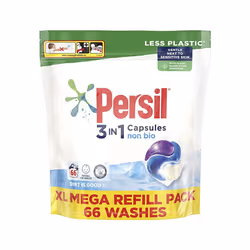 Non Bio 3 in 1 Laundry Detergent Washing Pods Capsules Tablets XL Mega Refill Pack (66 Wash) Upto 3 months supply, Gentle
