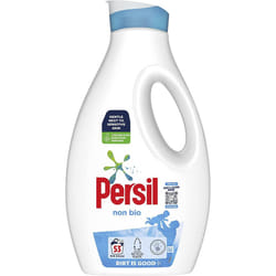 Non Bio Laundry Washing Liquid Detergent 100% recyclable bottle tough on stains gentle next to sensitive skin 53