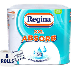 Regina XXL Absorb Kitchen Roll - 8 Rolls | 600 Extra Large Sheets |2 Layers for Increased Absorbency | 8 Count (Pack of 1)