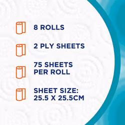 Regina XXL Absorb Kitchen Roll - 8 Rolls | 600 Extra Large Sheets |2 Layers for Increased Absorbency | 8 Count (Pack of 1)