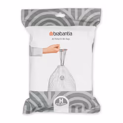 Brabantia 138744 PerfectFit Bin Liners (Size H/50-60 Litre) Thick Plastic Trash Bags with Tie Tape Drawstring Handles (40 Bag ...