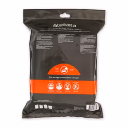 Brabantia 138744 PerfectFit Bin Liners (Size H/50-60 Litre) Thick Plastic Trash Bags with Tie Tape Drawstring Handles (40 Bags), White