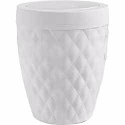 Addis 518030 Diamond Style Round Swing Lid Bathroom Bin, White