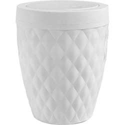 Addis 518030 Diamond Style Round Swing Lid Bathroom Bin, White