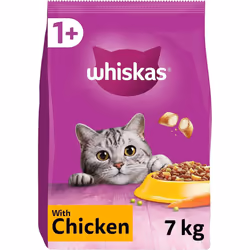 Whiskas 1+ Chicken 7kg Bag, Adult Cat Dry Food - Pack May Vary