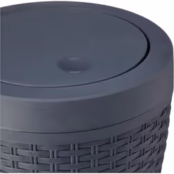Addis Faux Rattan Round Swing Lid Bathroom Bin, Charcoal, 517488