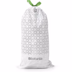 Brabantia PerfectFit Bin Liners (Size G/23-30 Liter) Thick Plastic Trash Bags with Tie Tape Drawstring Handles (40 Bags)
