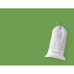 Brabantia PerfectFit Bin Liners (Size G/23-30 Liter) Thick Plastic Trash Bags with Tie Tape Drawstring Handles (40 Bags)