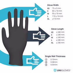 Unigloves Black Pearl Nitrile GP0033 Examination - Multipurpose, Powder Free and Latex Free Disposable Gloves, Box of 100 Gloves, Black, Medium