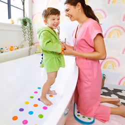 Dandy Dots Non Slip Baby Bath Mat Colourful Bubble Bath Mat & Shower Mat Safety Kids Bath Mat Plastic Bath Mat with Skid Resistant Suction Cups,