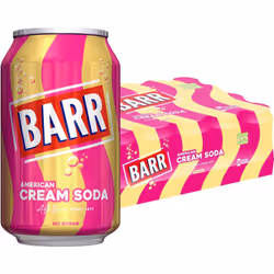 BARR since 1875, American Cream Soda, 24 pack Fizzy Drink Cans, No Sugar Free Diet, 24 x 330 ml