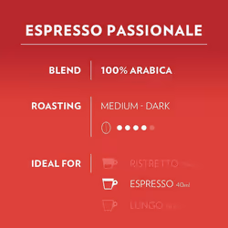 Lavazza A Modo Mio Espresso Passionale Coffee Capsules 100% Arabica Warm & Inviting Taste Intensity 11/13, 40ml Espresso Compostable 36 Espresso Pods