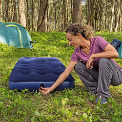 Bestway Pavillo Single Size Air Bed Inflatable Outdoor Indoor Airbed for Camping Quick Inflation Air Mattress Blue