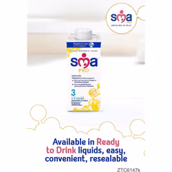 SMA PRO Growing-Up Baby Milk, 1-3 Years, Ready to Drink Liquid Formula 200 ml (Pack of 12)