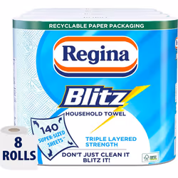 Regina Blitz Household Towel, 560 Super-Sized Sheets, Triple Layered Strength, 8 Count (Pack of 1)