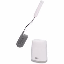Joseph Joseph Flex Lite - Silicone Toilet Brush with slimline holder set, flexible anti-drip, anti-clog deep clean head, Grey ...