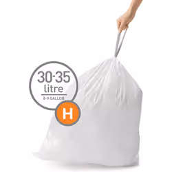 simplehuman CW0258 code H Custom Fit Bin Liner Bulk Pack, White Plastic (3 Pack of 20, Total 60 Liners)