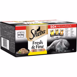 Sheba Cat Wet Food - Fresh and Fine - Cat Pouches Poultry in Gravy - 50 x 50 g Pack