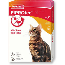 Beaphar | FIPROtec Spot-On for Cats | Kills Fleas & Ticks | Vet Strength Treatment | 6 Pipettes