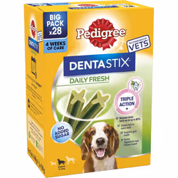 Pedigree Dentastix - Fresh Daily Dental Chews Medium Dog, 112 Sticks - 2.88 kg MegaPack (4 x 28 Sticks)