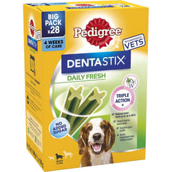 Pedigree Dentastix - Fresh Daily Dental Chews Medium Dog, 112 Sticks - 2.88 kg MegaPack (4 x 28 Sticks)