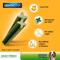 Pedigree Dentastix - Fresh Daily Dental Chews Medium Dog, 112 Sticks - 2.88 kg MegaPack (4 x 28 Sticks)