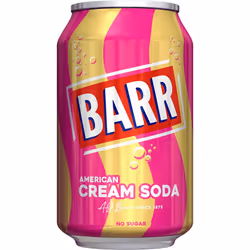 BARR since 1875, Cream Soda, 24 pack Fizzy Drink Cans, No Sugar, 24 x 330 ml