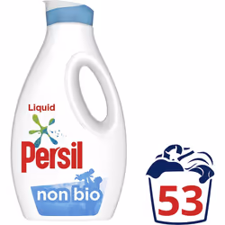 Persil Non Bio Laundry Washing Liquid Detergent 100% recyclable bottle tough on stains, gentle next to sensitive skin 53 wash 1.431 L