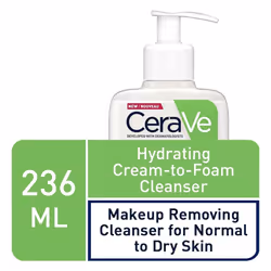 CeraVe Hydrating Cream - to - Foam Cleanser for Normal to Dry Skin 236ml with Amino Acids, Hyaluronic Acid and 3 Essential Ceramides