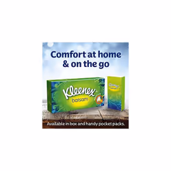 Kleenex Balsam Facial Tissues - Pack of 12 Tissue Boxes - Balm Tissues Protect and Soothe Your Nose when You've Got a Cold - Balmcare with Aloe Vera,