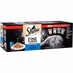 Sheba Fine Flakes in Jelly  Fish Collection  Wet Cat Food Pouches for Adult Cats  (40 x 85 g)