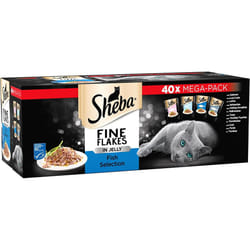 Sheba Fine Flakes in Jelly  Fish Collection  Wet Cat Food Pouches for Adult Cats  (40 x 85 g)