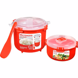 Sistema Microwave Rice Cooker (2.6L) & Round Microwave Food Container (915ml) Set | Food Containers with Steam-Release Vents ...