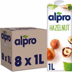 Alpro Hazelnut Plant-Based Long Life Drink, Vegan & Dairy Free, 1L (Pack of 8)