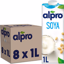 Alpro Soya Plant-Based Long Life Drink, Vegan & Dairy Free, 1L (Pack of 8)
