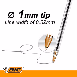 BIC Cristal Original Smudge Free Ballpoint Pens, Ideal for School, Black, Medium Point (1.0mm), Pack of 50