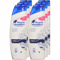 Head & Shoulders Classic Clean Dandruff Shampoo, Pack of 6 ( 6 x 250 ml), Clinically Proven Deep Clean, UK #1 Shampoo