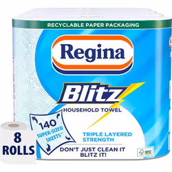 Regina Blitz Household Towel, 560 Super-Sized Sheets, Triple Layered Strength, 8 Count (Pack of 1)
