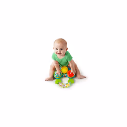Bright Starts, Safari Beats Musical Instrument Drum Toy with 3 Colourful Lights, 12+ Melodies & Sounds, Development & Activity Toy, Tummy Time, Ages 3